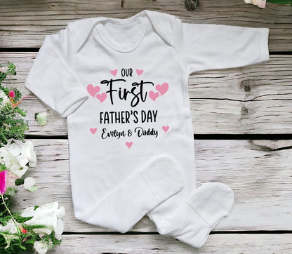 Personalised First Father's Day Sleepsuit Vest Outfit Daddy and Me Gift