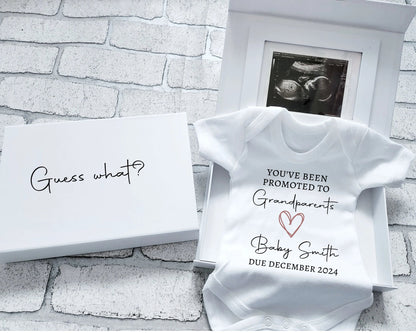 Personalised Pregnancy Announcement Vest Scan Photo Boxed Promoted To Grandparents You're Going To Be Nana Grandad Auntie Uncle
