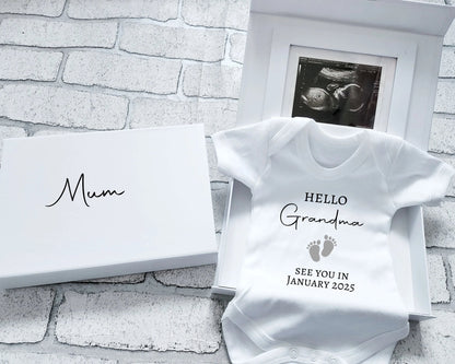 Personalised Pregnancy Announcement Vest Scan Photo Boxed Grandparents To Be You're Going To Be Nana Grandad Auntie Uncle