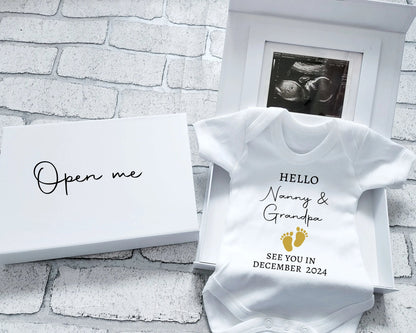 Personalised Pregnancy Announcement Vest Scan Photo Boxed Grandparents To Be You're Going To Be Nana Grandad Auntie Uncle