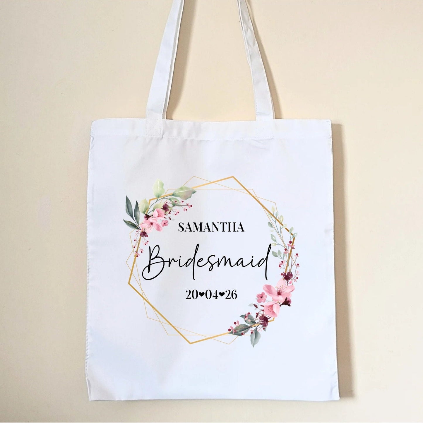 Personalised Bridesmaid Tote Bag Bridal Party Gift Favour Maid Of Honour Gift Bag Bride to be Bridal Shower Bag Custom Name Date