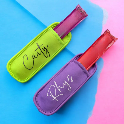 Personalised Ice Pop Holders Ice Pole Holders Kids Party Favours Popcicle Holder Custom Ice Lolly Protector Garden Party Novelty Gift