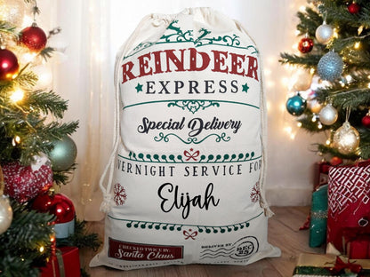 Personalised Christmas Santa Sack Stocking Presents Bag Christmas Eve Gift Name North Pole Mail 50cm x 70cm