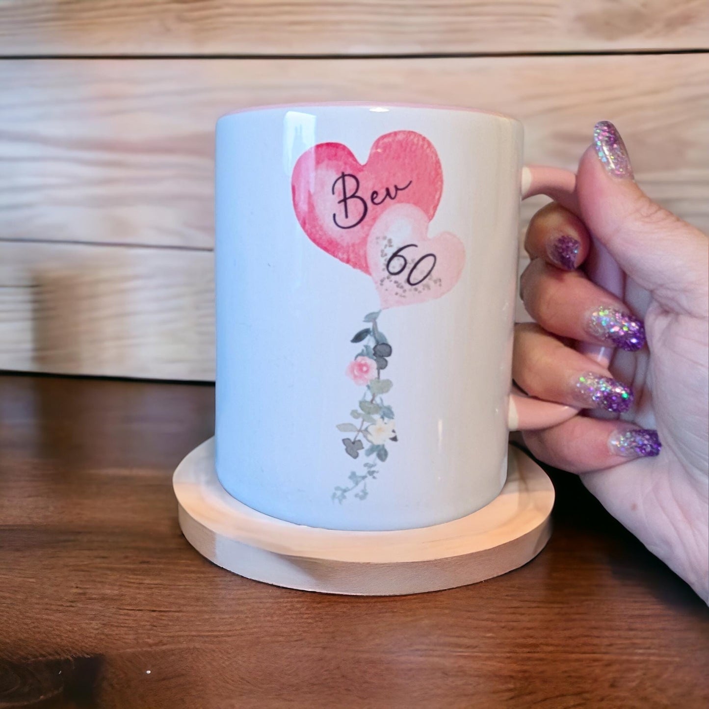 Personalised Mug Birthday Pink Balloon Cup Gift For Her, 18th, 21st, 30th, 40th, 50th, 60th Birthday Present Girlfriend Wife Best Friend