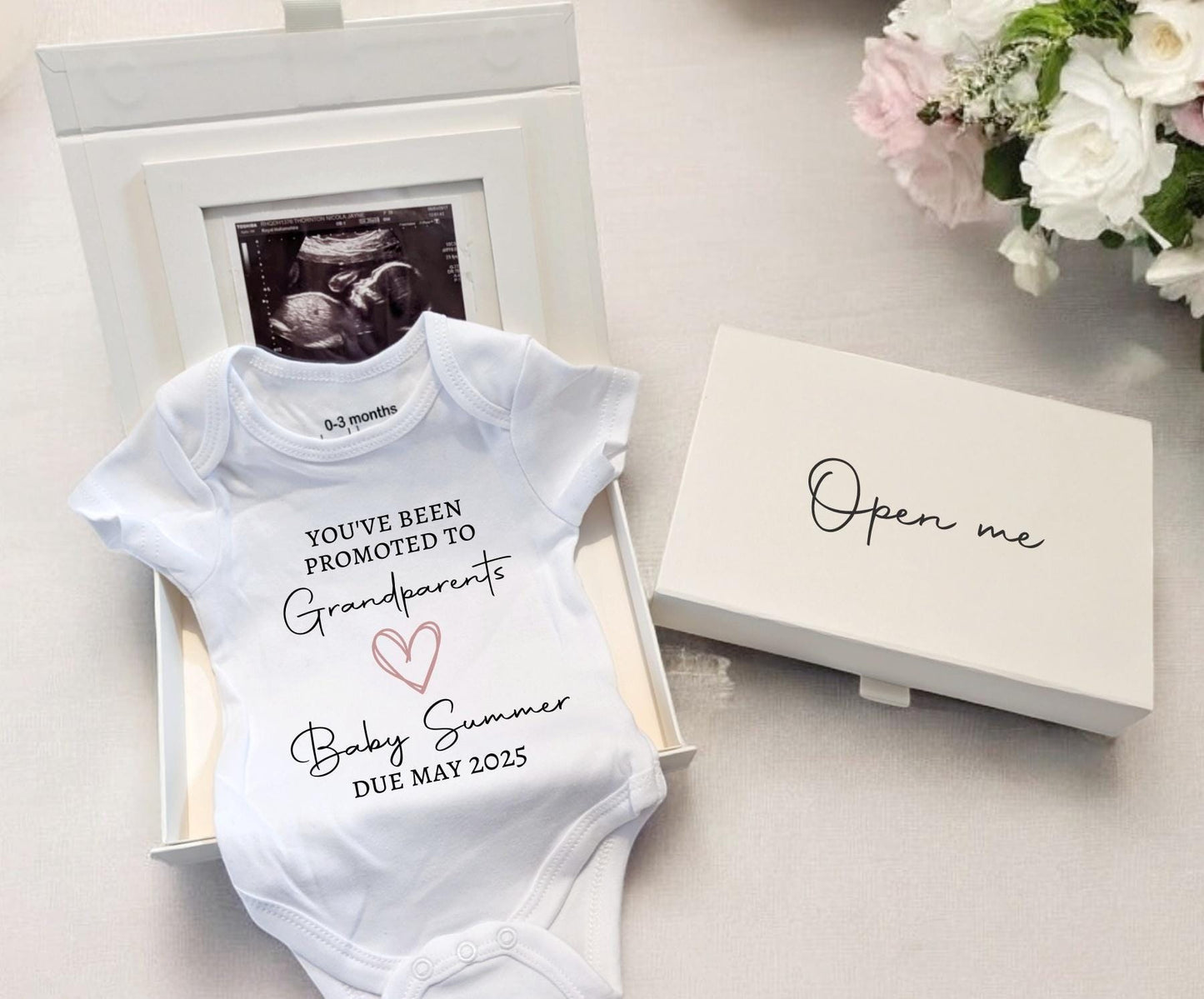 Personalised Pregnancy Announcement Vest Scan Photo Boxed Promoted To Grandparents You're Going To Be Nana Grandad Auntie Uncle