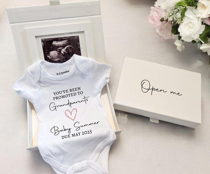 Personalised Pregnancy Announcement Vest Scan Photo Boxed Promoted To Grandparents You're Going To Be Nana Grandad Auntie Uncle