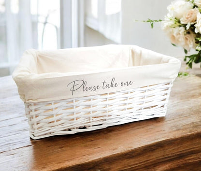 Personalised Gift Hamper Basket Baby Wedding Bridal Christmas Christening White Wicker Storage Cotton Liner Organiser box Choice of Size