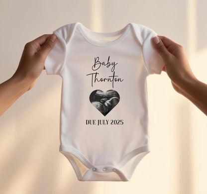 Personalised Pregnancy Announcement Scan Photo Bodysuit New Baby Coming Soon Pregnancy Reveal