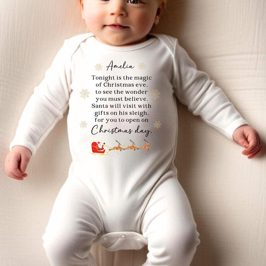Personalised First Christmas Sleepsuit Baby 1st Xmas Gift Idea 1st Xmas Babygrow Christmas Outfit for baby Santa Pjs