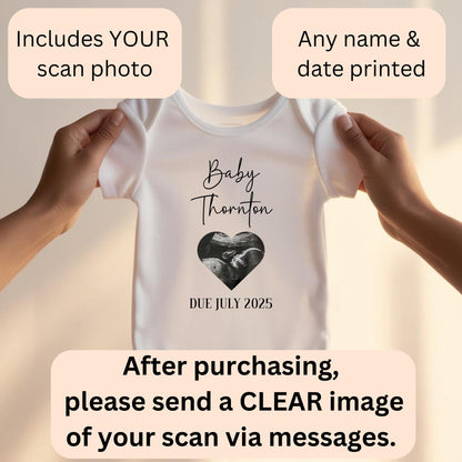 Personalised Pregnancy Announcement Scan Photo Bodysuit New Baby Coming Soon Pregnancy Reveal