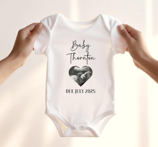 Personalised Pregnancy Announcement Scan Photo Bodysuit New Baby Coming Soon Pregnancy Reveal