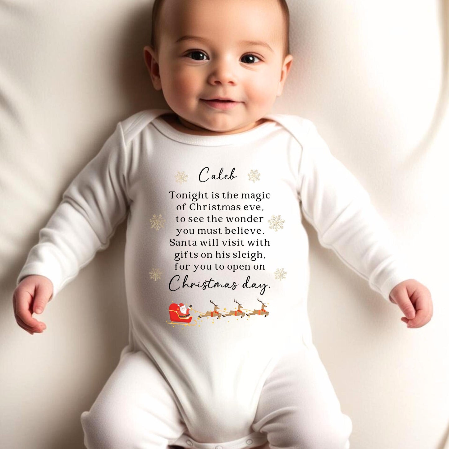 Personalised First Christmas Sleepsuit Baby 1st Xmas Gift Idea 1st Xmas Babygrow Christmas Outfit for baby Santa Pjs