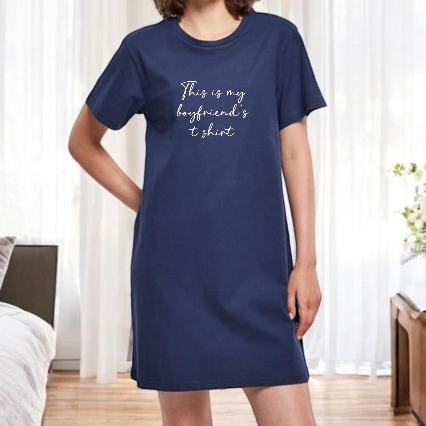 Ladies Personalised T Shirt Dress Nightie Nightshirt Funny Cute Slogan Your Choice of Text Any Wording Nightwear Loungewear Gift Plus Size