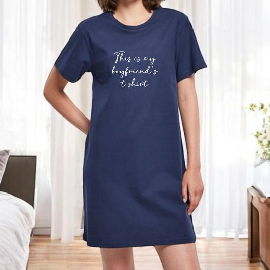 Ladies Personalised T Shirt Dress Nightie Nightshirt Funny Cute Slogan Your Choice of Text Any Wording Nightwear Loungewear Gift Plus Size