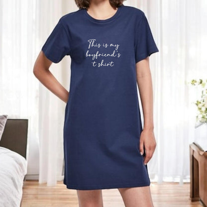 Ladies Personalised T Shirt Dress Nightie Nightshirt Funny Cute Slogan Your Choice of Text Any Wording Nightwear Loungewear Gift Plus Sizes