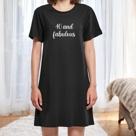 Ladies Personalised T Shirt Dress Nightie Nightshirt Funny Cute Slogan Your Choice of Text Any Wording Nightwear Loungewear Gift Plus Sizes