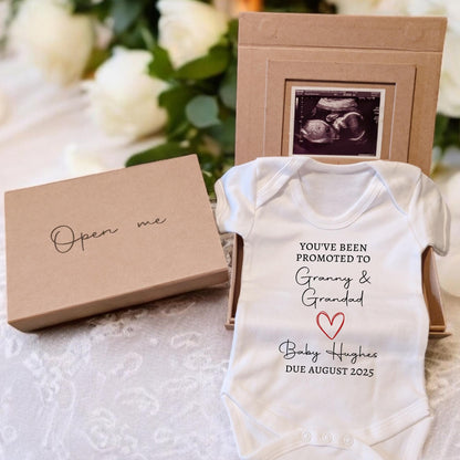Personalised Pregnancy Announcement Vest Scan Photo Boxed Promoted To Grandparents You're Going To Be Nana Grandad Auntie Uncle
