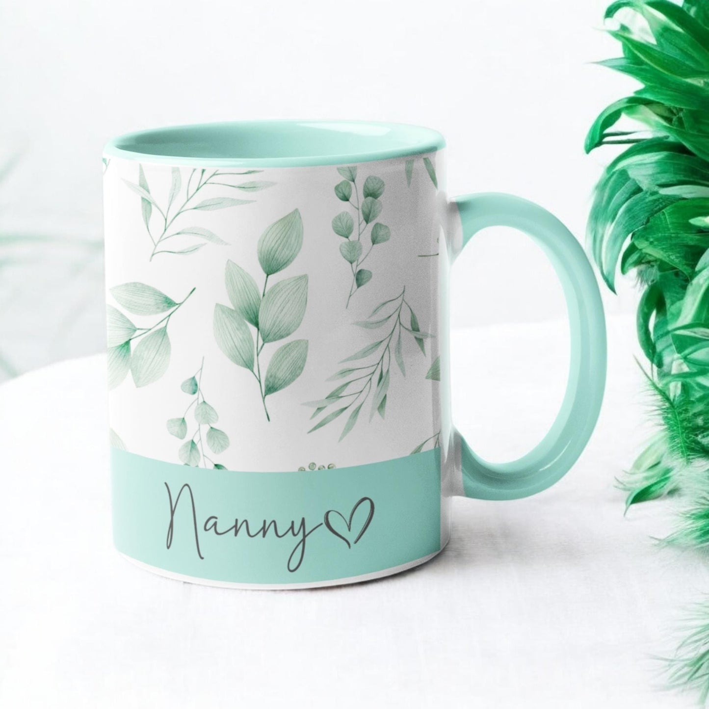 Personalised Mug Floral Name Mother's Day Birthday gift for her Wife Girlfriend gift 11oz pink blue lilac mint yellow Gift for Mum Nan