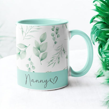 Personalised Mug Floral Name Mother's Day Birthday gift for her Wife Girlfriend gift 11oz pink blue lilac mint yellow Gift for Mum Nan
