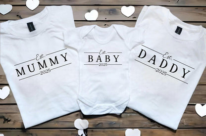 Mummy Daddy Baby Sibling Matching Set Mum Dad Parent Gifts Mini Blessing New Parents Present Est Date custom Pregnancy announcement
