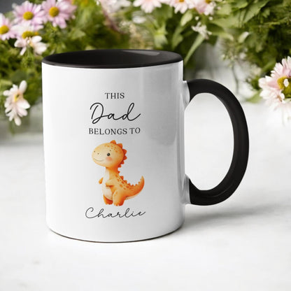 Personalised Mug This Mummy Daddy Belongs to Kids Names Dinosaur Cute Mother's day Gift 11oz Cup