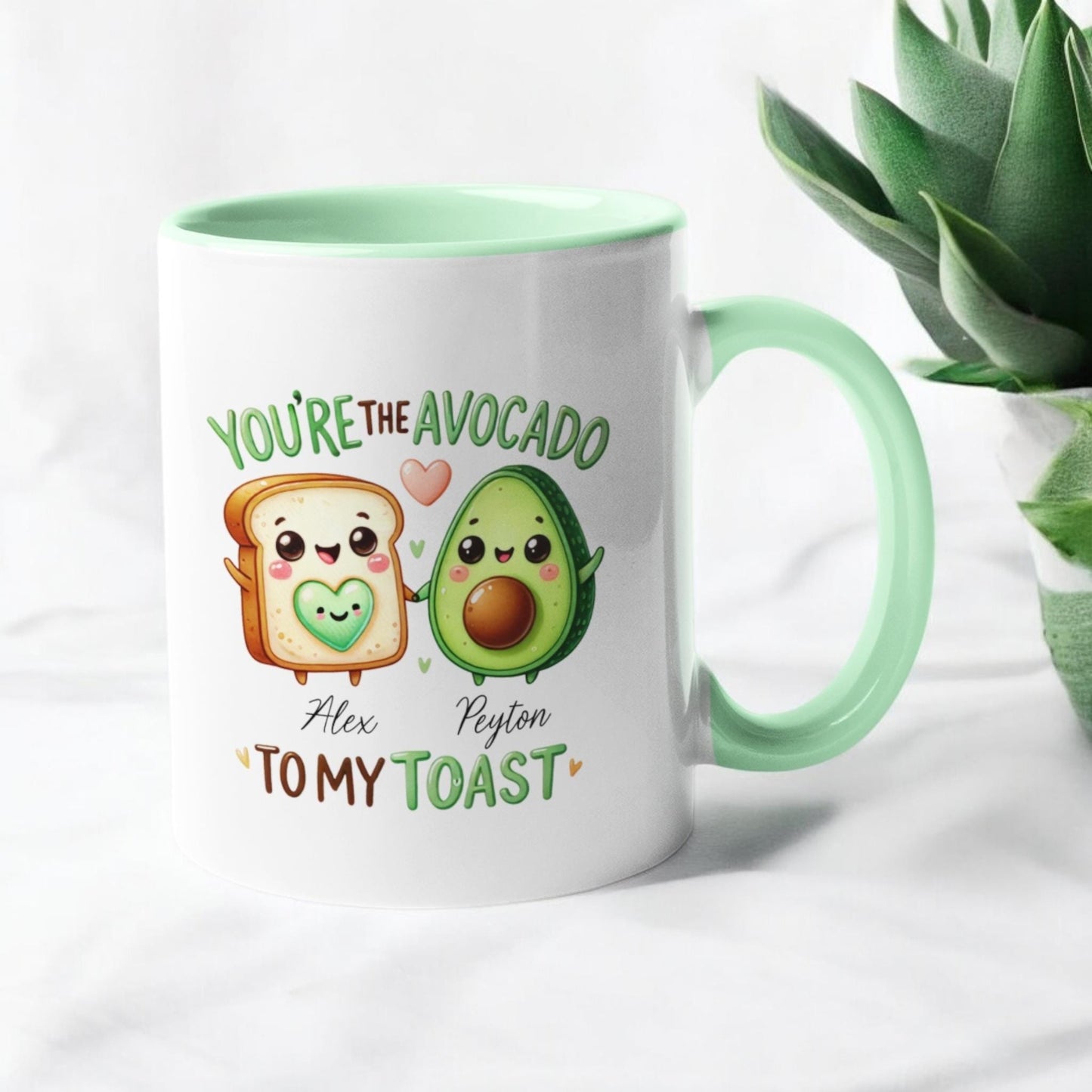 Personalised Valentine's Day Gift Mug You're the Avocado to my Toast Custom Names Birthday Gift Anniversary Gift 11oz