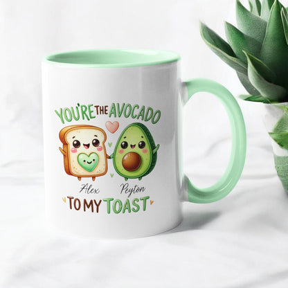 Personalised Valentine's Day Gift Mug You're the Avocado to my Toast Custom Names Birthday Gift Anniversary Gift 11oz