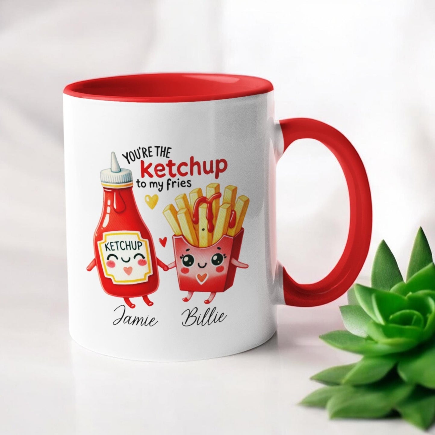 Personalised Valentine's Day Gift Mug You're the Ketchup to my Fries Custom Names Birthday Gift Anniversary Gift 11oz