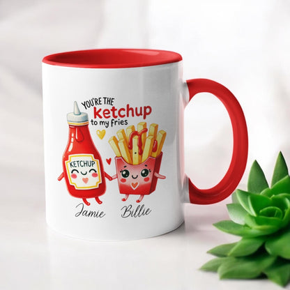 Personalised Valentine's Day Gift Mug You're the Ketchup to my Fries Custom Names Birthday Gift Anniversary Gift 11oz