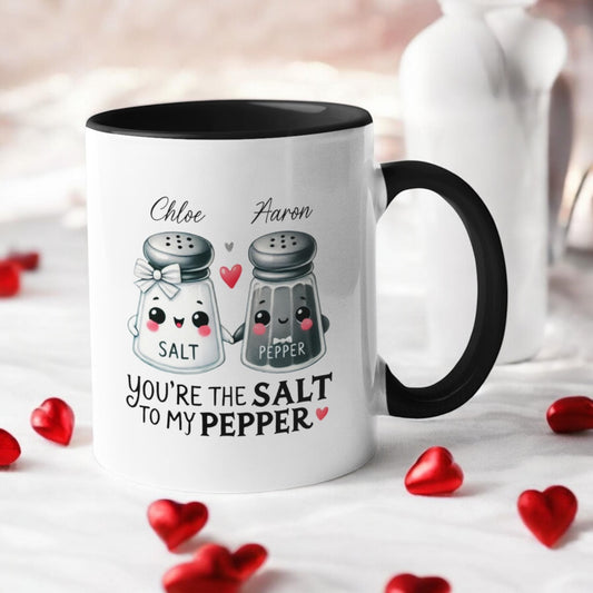 Personalised Valentine's Day Gift Mug You're the Salt to my Pepper Custom Names Birthday Gift Anniversary Gift 11oz