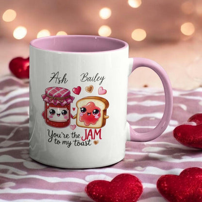 Personalised Valentine's Day Gift Mug You're the Jam to my Toast Custom Names Birthday Gift Anniversary Gift 11oz