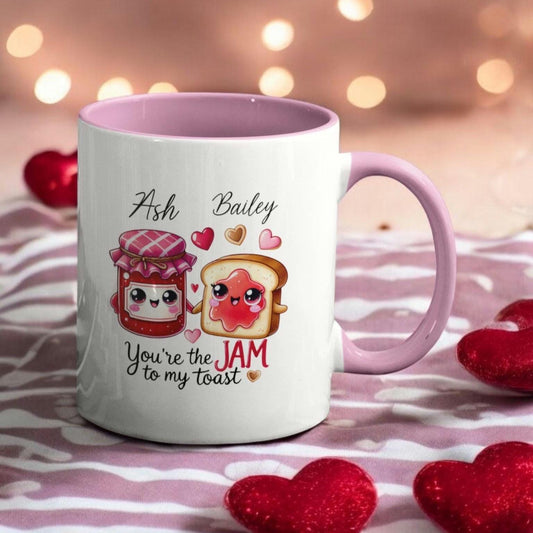 Personalised Valentine's Day Gift Mug You're the Jam to my Toast Custom Names Birthday Gift Anniversary Gift 11oz