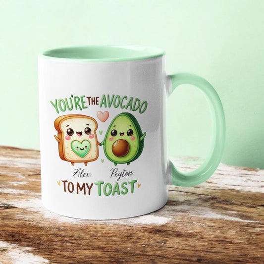 Personalised Valentine's Day Gift Mug You're the Avocado to my Toast Custom Names Birthday Gift Anniversary Gift 11oz