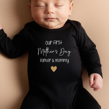 Personalised First Mother's Day Sleepsuit Mummy and Me Mother's Day Gift For Mom Custom Name Romper New Mum Present Our 1st Mother's Day