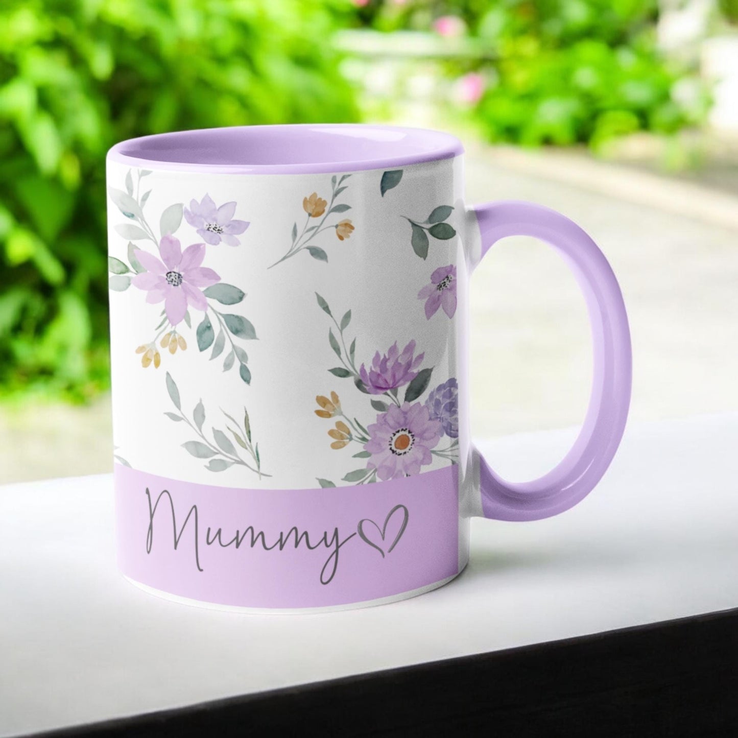 Personalised Mug Floral Name Mother's Day Birthday gift for her Wife Girlfriend gift 11oz pink blue