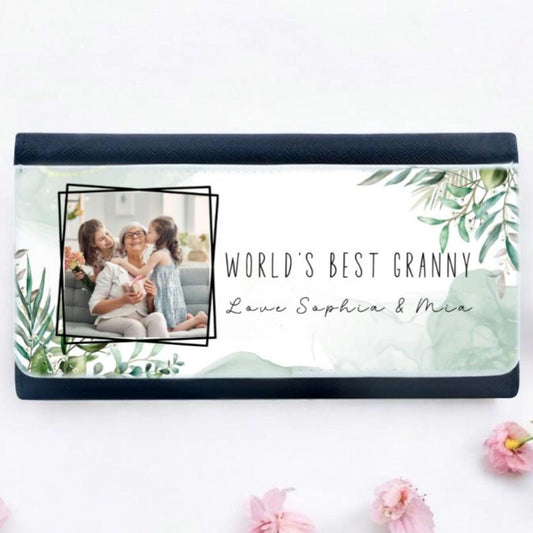 Personalised Ladies Purse PU Leather Wallet in Gift Box Mother's Day Birthday Photo Gift Any Message Gift For Her For Mum Nan 20cm x 9cm