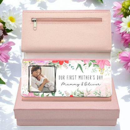 Personalised Ladies Purse PU Leather Wallet in Gift Box Mother's Day Birthday Photo Gift Any Message Gift For Her For Mum Nan 20cm x 9cm