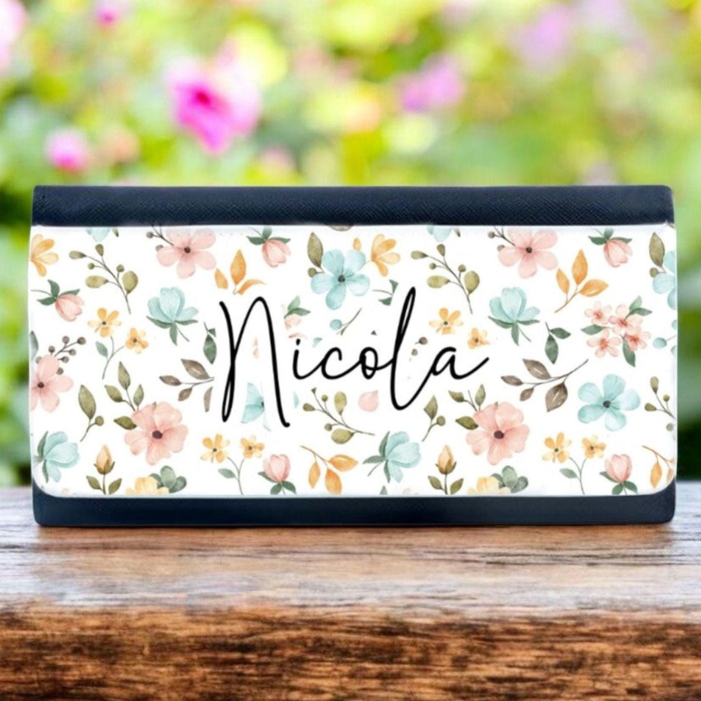 Personalised Ladies Purse Floral Name Gift For Her Gift For Mum Wife Sister Auntie Nan Grandma Friend Girlfriend With Gift Box