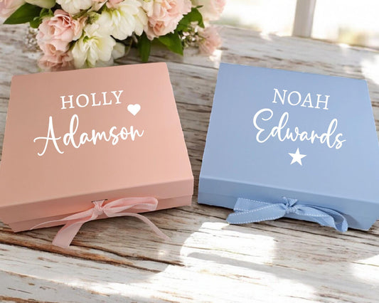 Personalised Baby Keepsake Box Pregnancy Gift Newborn Storage Case Large 30cm x 30cm Blue or Pink Maternity Baby Shower Gift Hamper