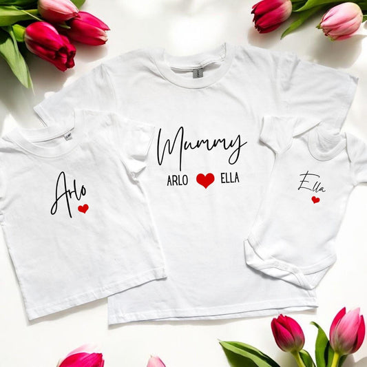 Personalised Mother's Day Matching Tshirts Mummy and Me Matching Outfits Mother's Day Gift Birthday Gift New Baby and Sibling Set