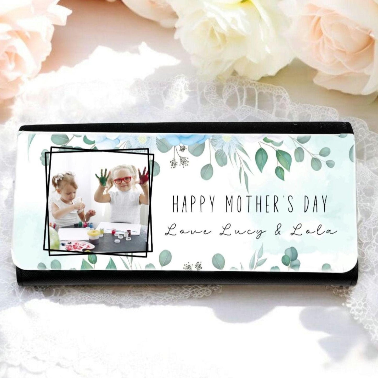 Personalised Ladies Purse PU Leather Wallet in Gift Box Mother's Day Birthday Photo Gift Any Message Gift For Her For Mum Nan 20cm x 9cm