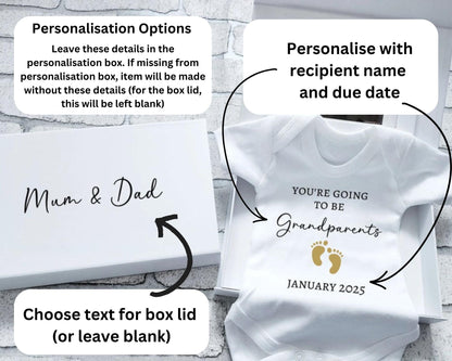 Personalised Pregnancy Announcement Vest A5 Gift Box Scan Photo Frame You're Going To Be Grandparents Bodysuit Auntie Uncle EXPRESS