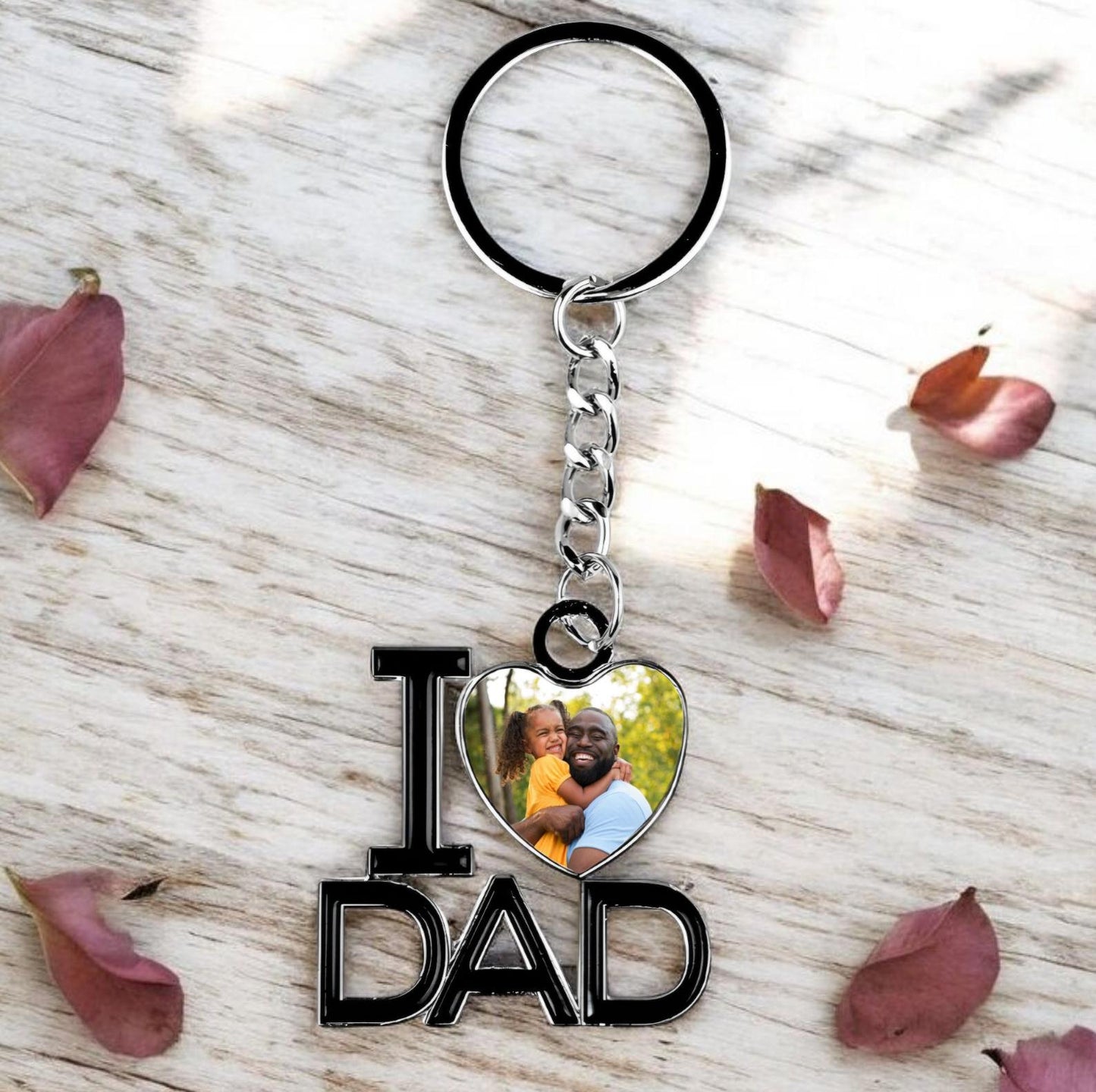 Personalised Father's Day Keyring Gift, I Heart Dad, I Love Dad, Number 1 Dad, Your Photo Included, First Father's Day, Best Dad.