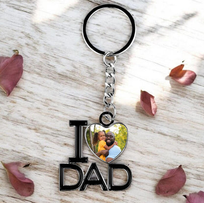 Personalised Father's Day Keyring Gift, I Heart Dad, I Love Dad, Number 1 Dad, Your Photo Included, First Father's Day, Best Dad.