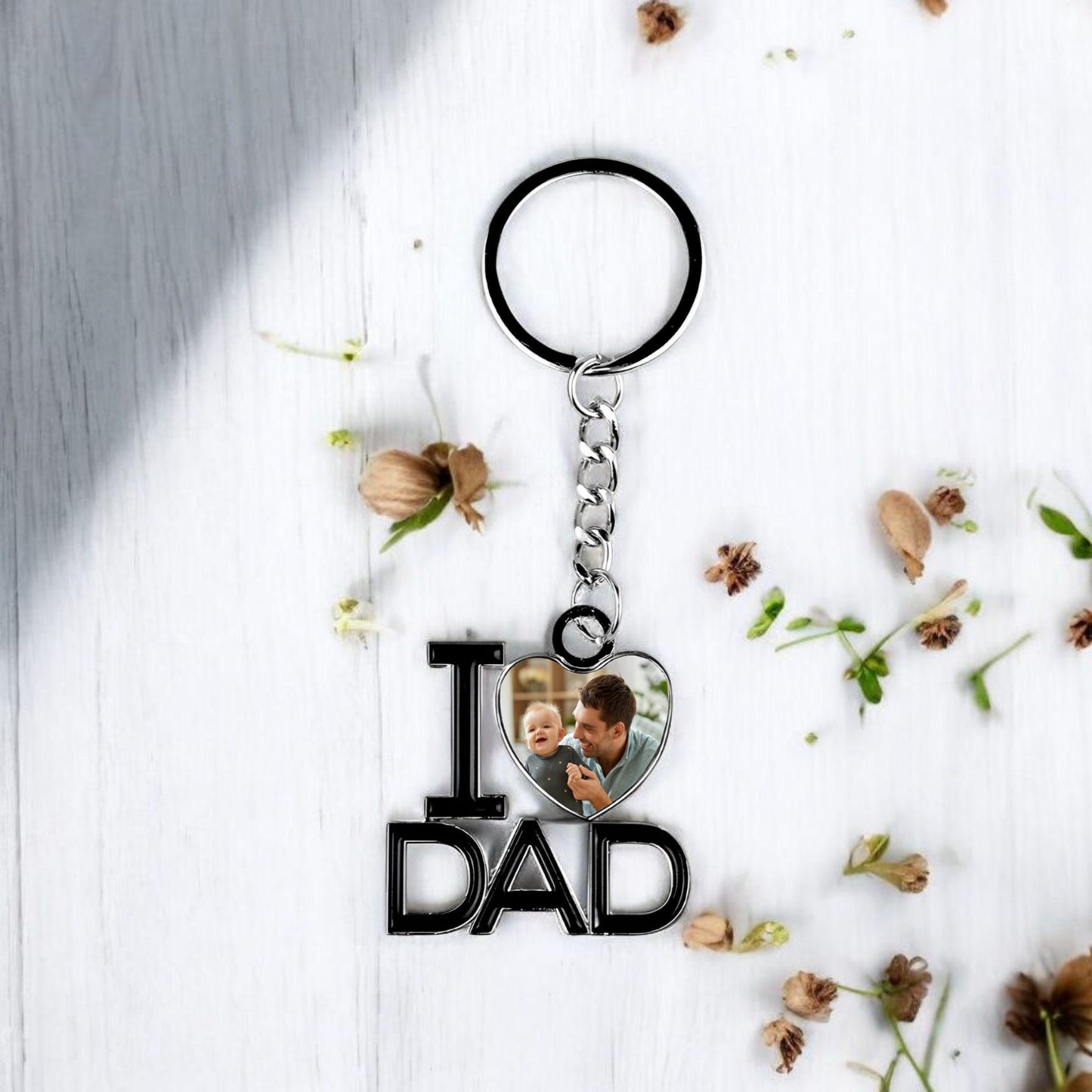 Personalised Father's Day Keyring Gift, I Heart Dad, I Love Dad, Number 1 Dad, Your Photo Included, First Father's Day, Best Dad.