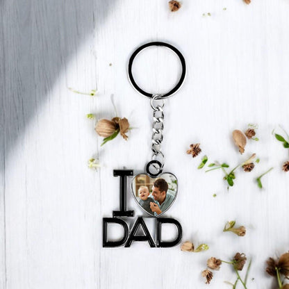 Personalised Father's Day Keyring Gift, I Heart Dad, I Love Dad, Number 1 Dad, Your Photo Included, First Father's Day, Best Dad.