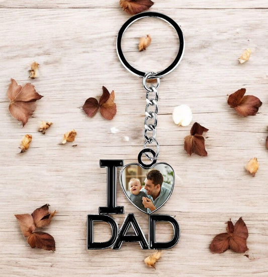 Personalised Father's Day Keyring Gift, I Heart Dad, I Love Dad, Number 1 Dad, Your Photo Included, First Father's Day, Best Dad.