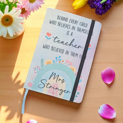 Personalised Teacher Gift Notebook Quote Teacher's Name A5 Lined or A6 Unlined Refillable Pages End Of School Present Primary School Teacher