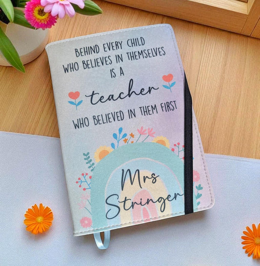 Personalised Teacher Gift Notebook Quote Teacher's Name A5 Lined or A6 Unlined Refillable Pages End Of School Present Primary School Teacher