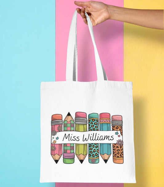 Personalised Teacher Gift Tote Bag End of Year Gift Thank You Teacher Gift Primary School Nursery Teaching Assistant Gift Bag Book Bag